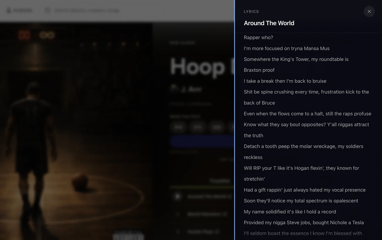Lyrics open on a Lutely release page